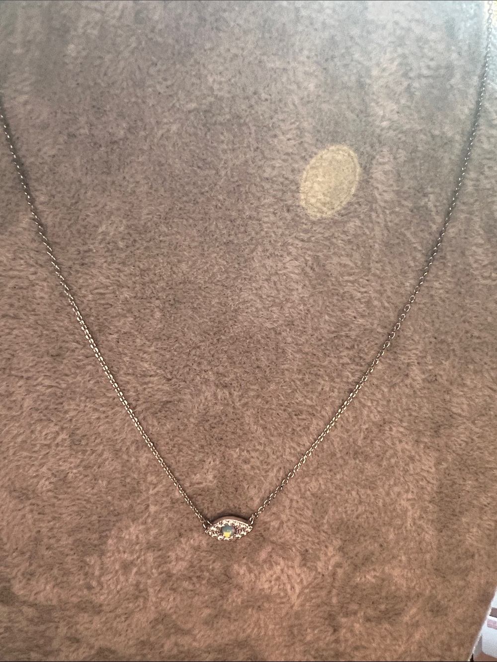 Delicate Silver Crystal opal Eye Pendant Necklace - Women Jewelry